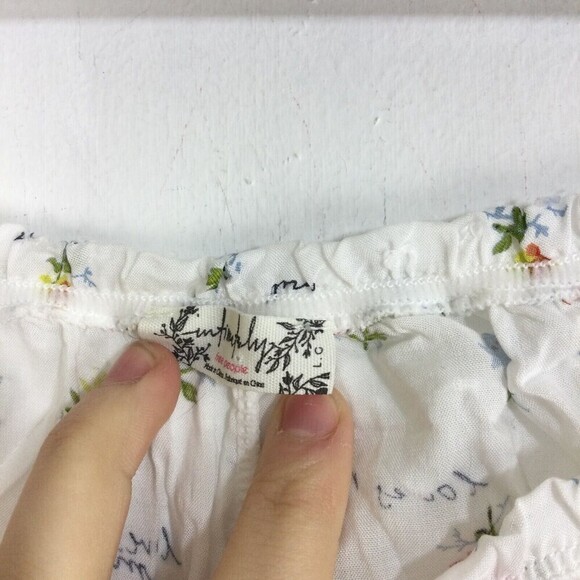 Free People Up Late Yellow Crop Top & Ivory Floral Shorts Pajama Set Size Large - Picture 4 of 11